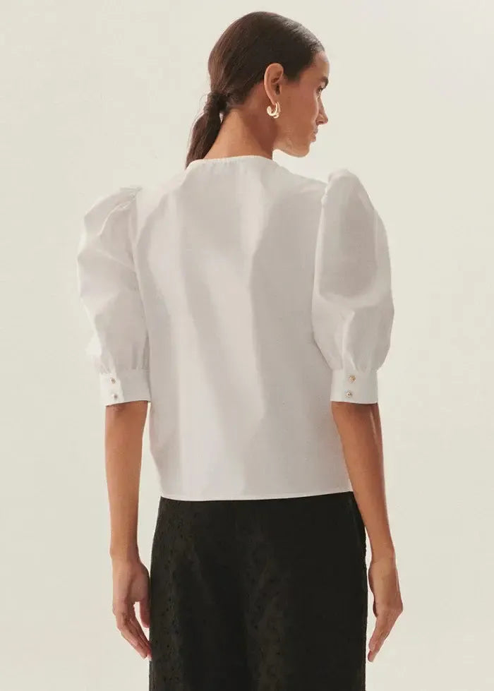 Exquise Maggie Blouse- White-Hand In Pocket