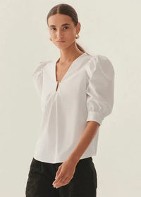 Exquise Maggie Blouse- White-Hand In Pocket