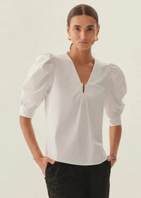 Exquise Maggie Blouse- White-Hand In Pocket