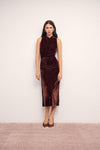 MINKPINK Sonja Velvet Midi Dress - Chocolate-Hand In Pocket