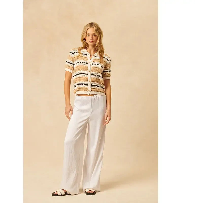 John & Jenn Makai SS Cardigan - Panorama-Hand In Pocket