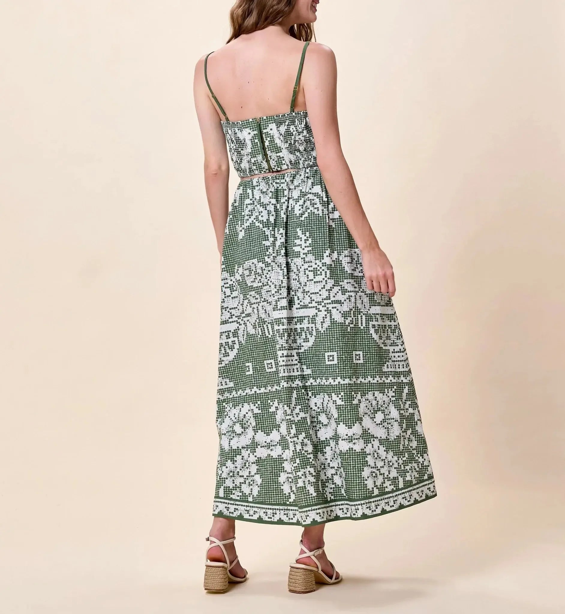 Cleobella Jasmine Ankle Skirt- Verdant Flight-Hand In Pocket