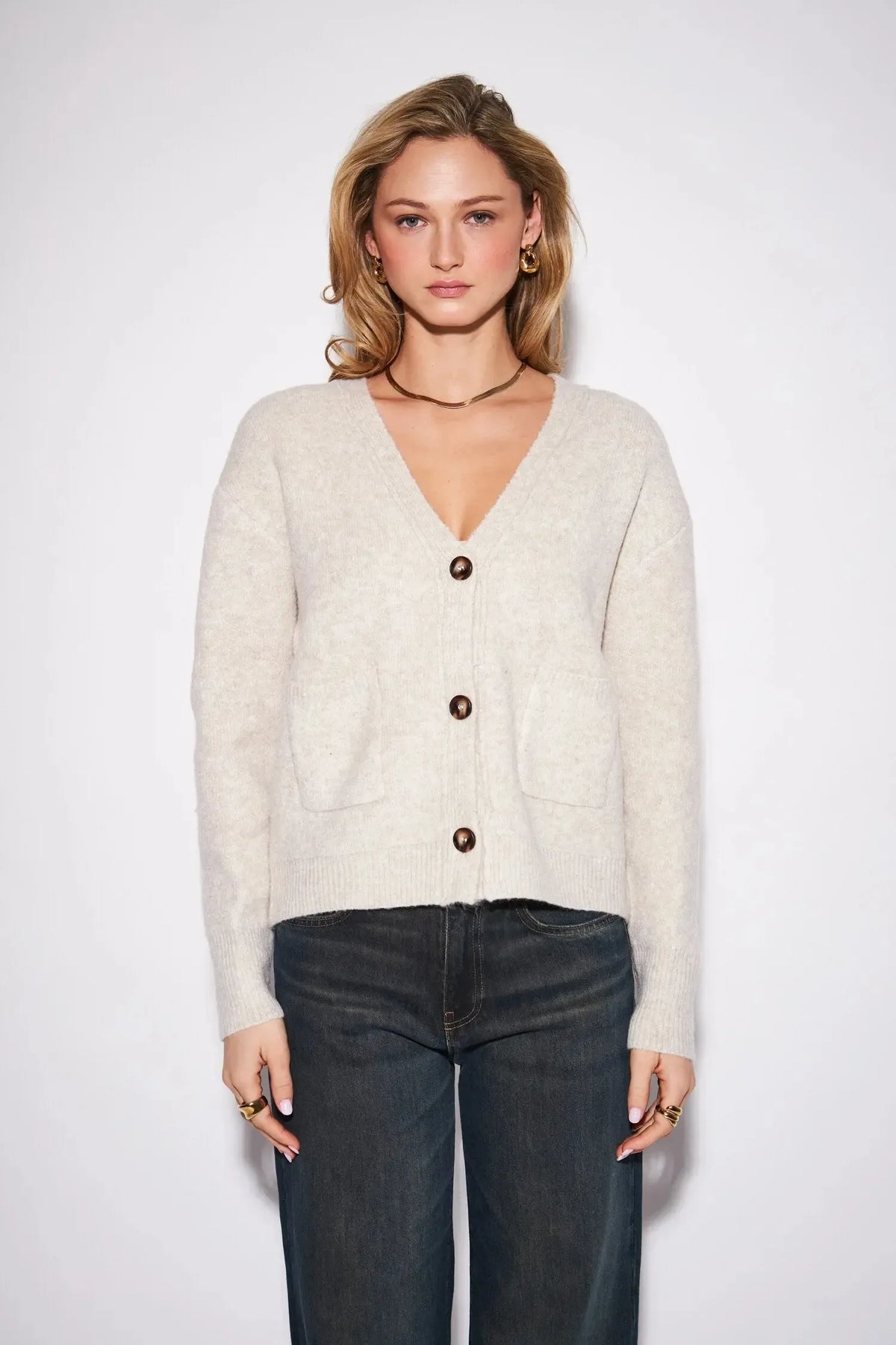 John & Jenn Braxton Cardigan - Oat-Hand In Pocket