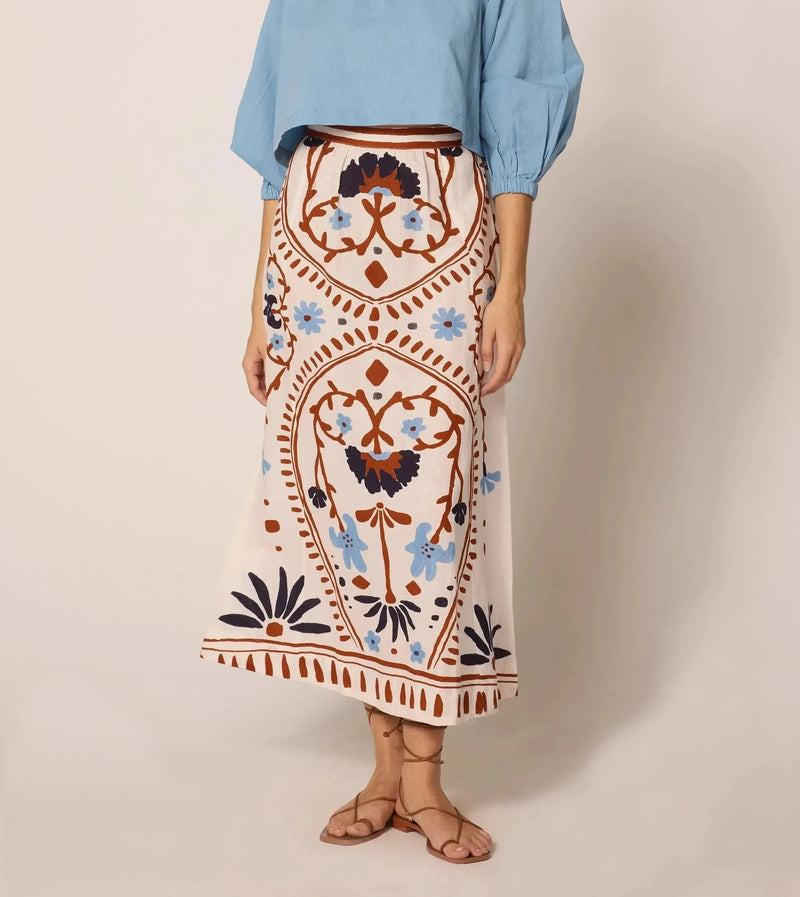 Cleobella Juliet Ankle Skirt- Liliana Print-Hand In Pocket