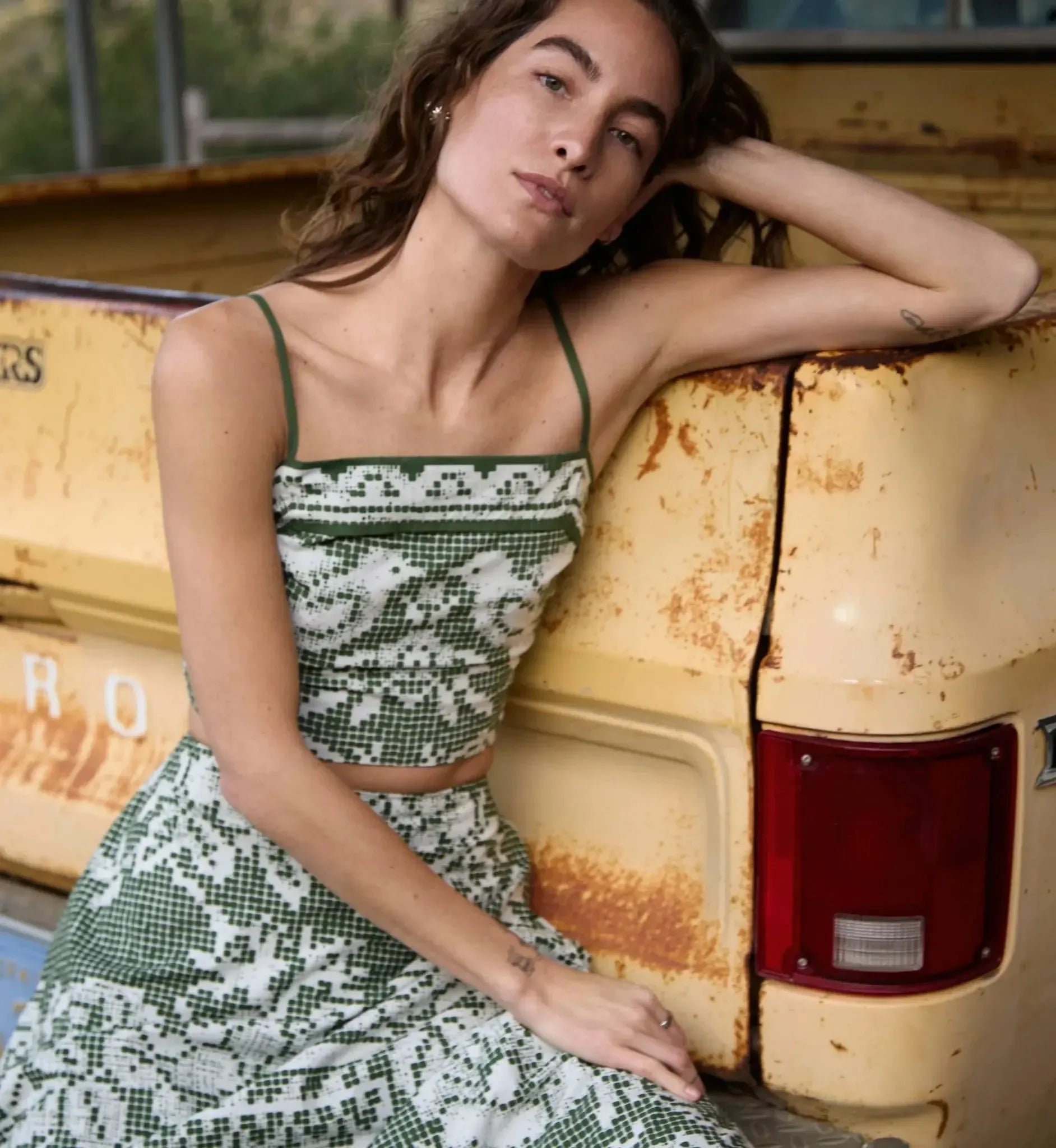 Cleobella Juniper Top- Verdant Flight-Hand In Pocket