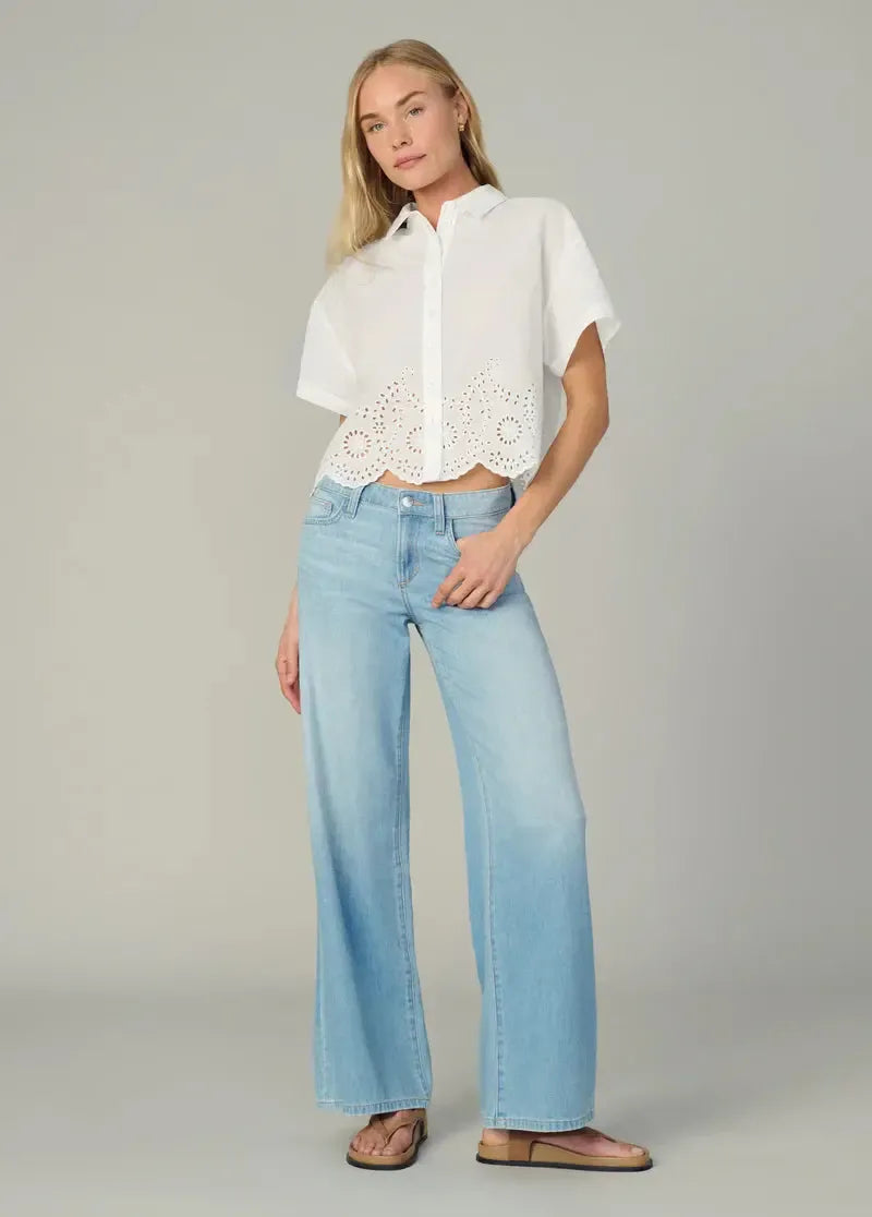 Joe's Jeans Eyelet Short Sleeve Top - White-Hand In Pocket