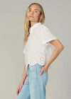Joe's Jeans Eyelet Short Sleeve Top - White-Hand In Pocket