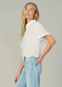 Joe's Jeans Eyelet Short Sleeve Top - White-Hand In Pocket