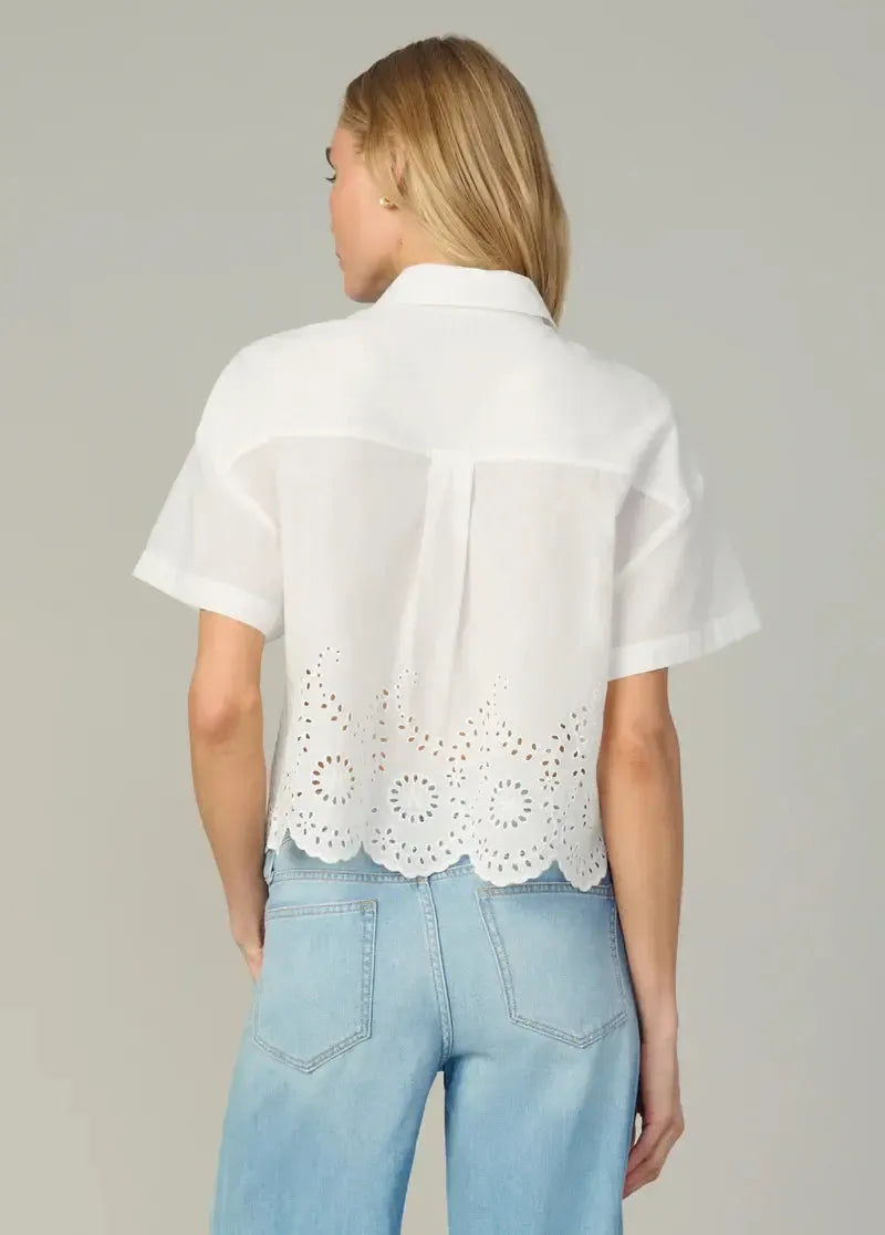 Joe's Jeans Eyelet Short Sleeve Top - White-Hand In Pocket