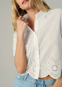 Joe's Jeans Eyelet Short Sleeve Top - White-Hand In Pocket