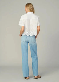 Joe's Jeans Eyelet Short Sleeve Top - White-Hand In Pocket