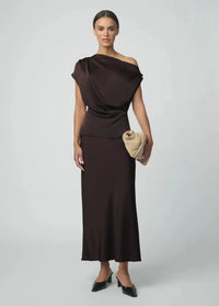 Joe's Jeans The Isla Draped Blouse - Espresso-Hand In Pocket