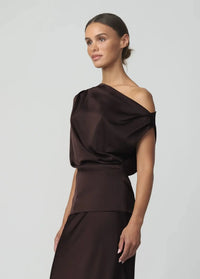 Joe's Jeans The Isla Draped Blouse - Espresso-Hand In Pocket
