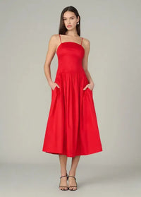 Joe's Jeans Mara Maxi Dress- Cherry Red-Hand In Pocket