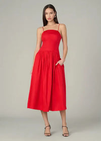 Joe's Jeans Mara Maxi Dress- Cherry Red-Hand In Pocket