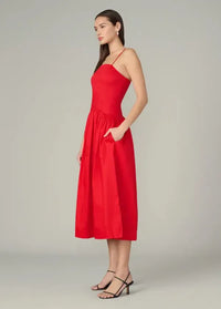 Joe's Jeans Mara Maxi Dress- Cherry Red-Hand In Pocket