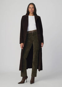 Joe's Jeans The Vegan Suede Long Coat - Dark Chocolate-Hand In Pocket