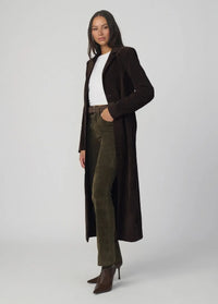 Joe's Jeans The Vegan Suede Long Coat - Dark Chocolate-Hand In Pocket