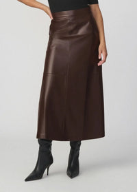 Joe's Jeans The Tavi Vegan Leather Skirt - Dark Chocolate-Hand In Pocket
