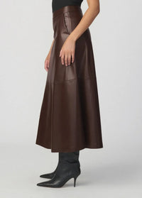 Joe's Jeans The Tavi Vegan Leather Skirt - Dark Chocolate-Hand In Pocket