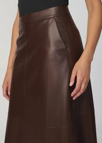 Joe's Jeans The Tavi Vegan Leather Skirt - Dark Chocolate-Hand In Pocket