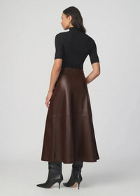 Joe's Jeans The Tavi Vegan Leather Skirt - Dark Chocolate-Hand In Pocket