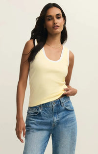 Z Supply Sirena Rib Tank - Pineapple-Hand In Pocket