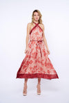 Ciebon Betty Scarf Print Halter Dress - Red-Hand In Pocket