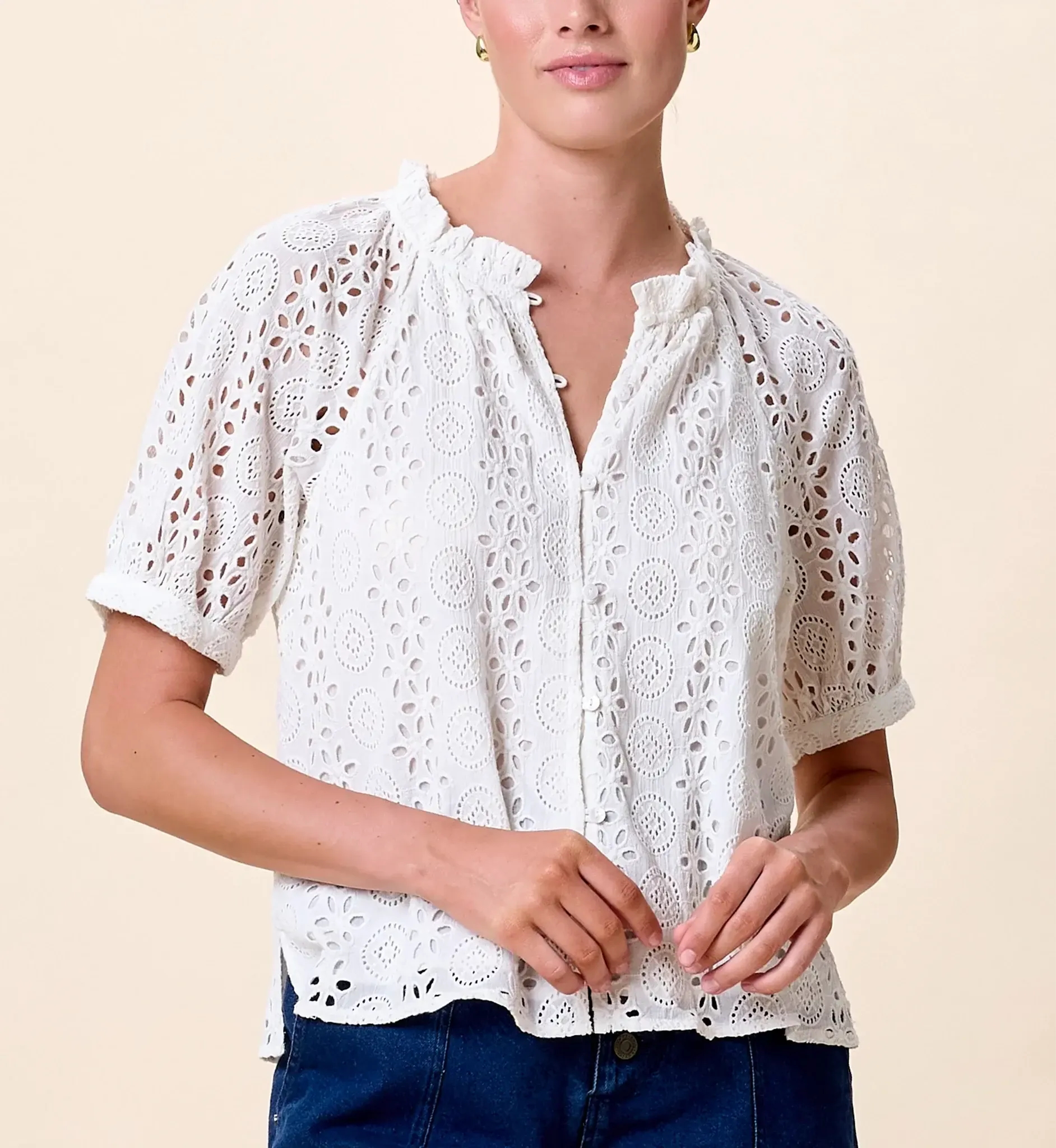 Cleobella Kate Blouse- Ivory-Hand In Pocket