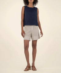 KUT Joanne Sleeveless Crop Top- Ink Blue-Hand In Pocket