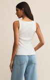 Z Supply Jaidynn Rib Tank- White-Hand In Pocket