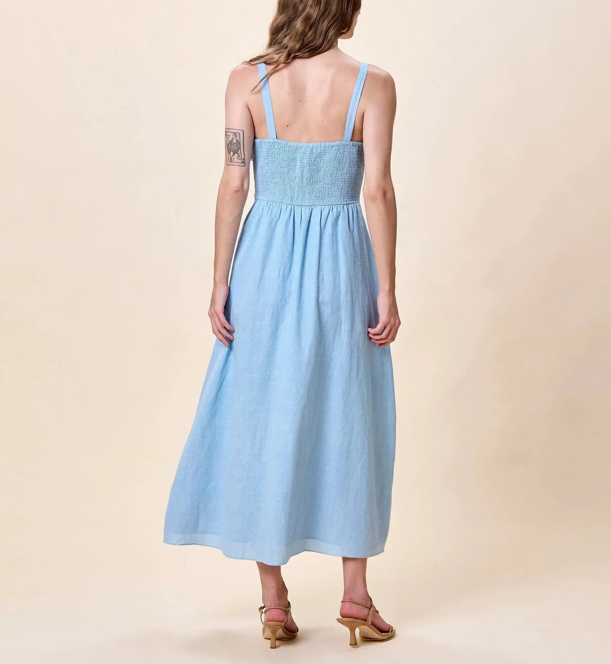Cleobella Marceline Midi Dress- Glacier-Hand In Pocket