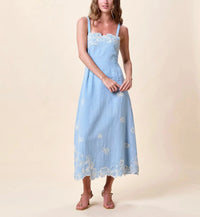 Cleobella Marceline Midi Dress- Glacier-Hand In Pocket