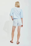 Melissa Nepton Jasmine Embroidered Shorts- Ice Blue-Hand In Pocket