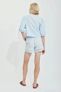 Melissa Nepton Jasmine Embroidered Shorts- Ice Blue-Hand In Pocket