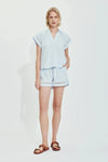Melissa Nepton Jasmine Embroidered Shorts- Ice Blue-Hand In Pocket