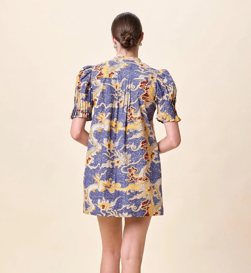 Cleobella Nadia Mini Dress- Blue Castello