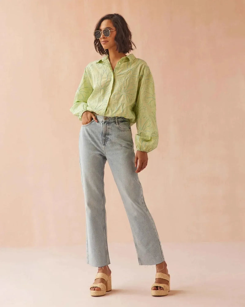 Omika Nero Blouse- Laila Agave-Hand In Pocket