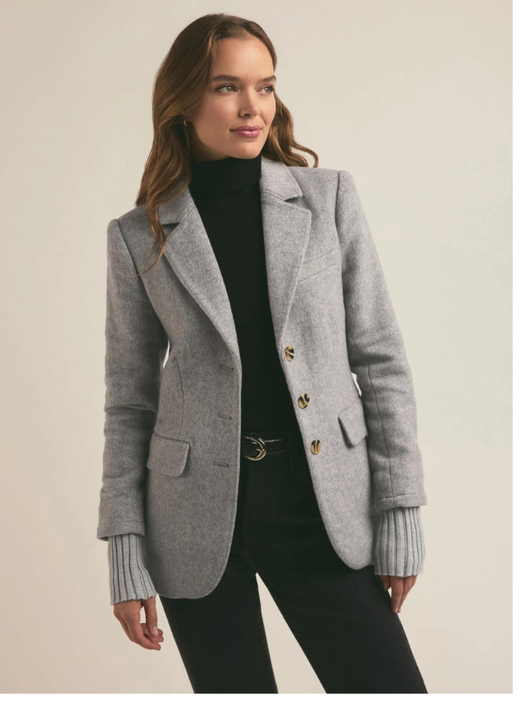 Favorite Daughter The City Blazer- Frost Gray ***FINAL SALE***-Hand In Pocket