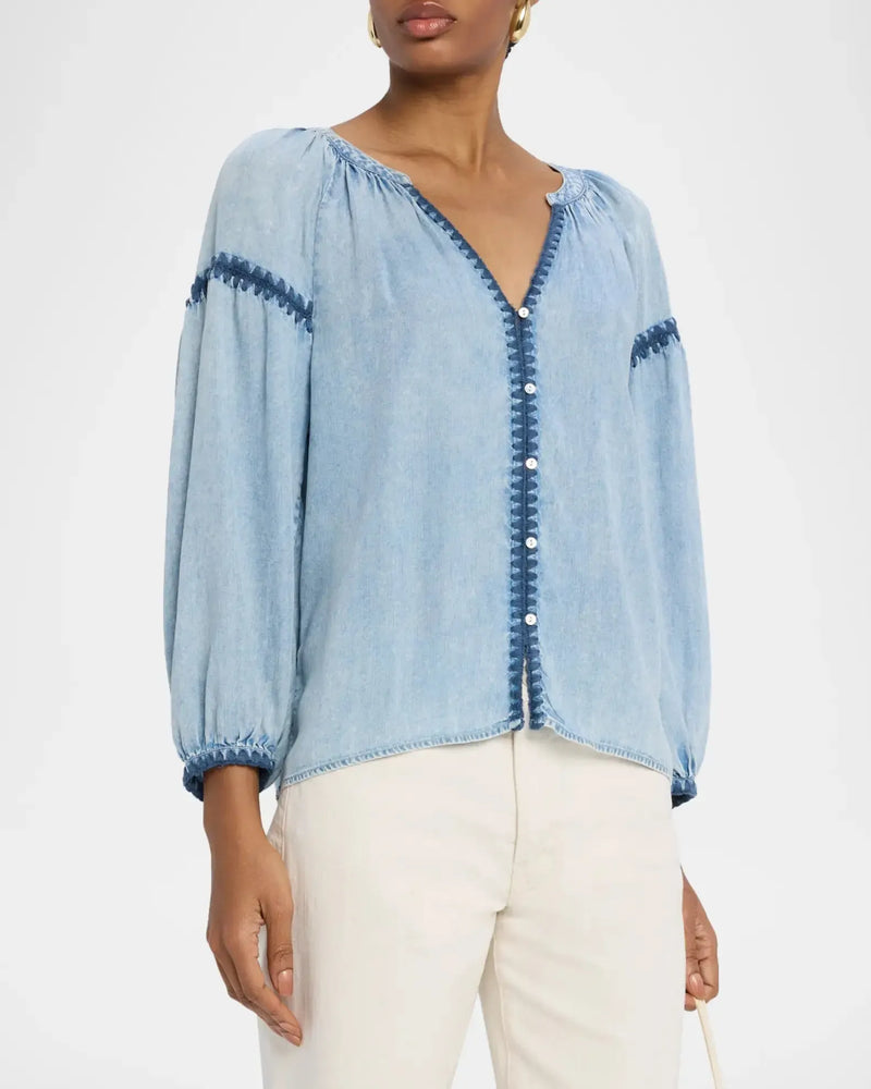 Rails Toshi Blouse- Med Cloud Wash-Hand In Pocket