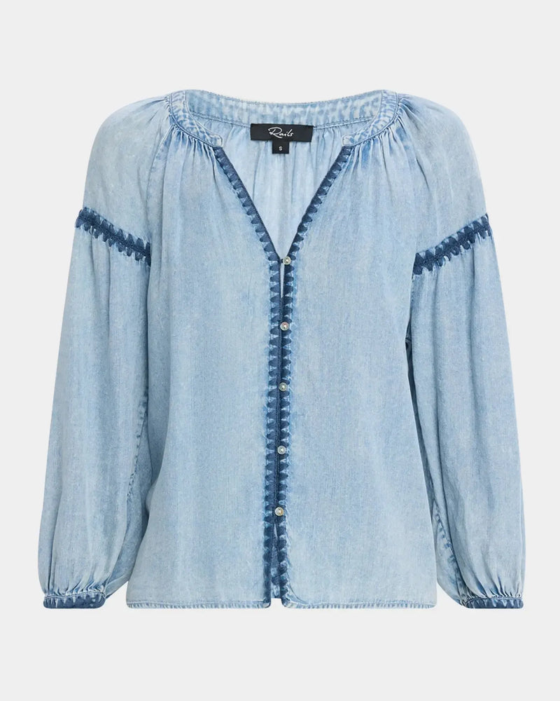 Rails Toshi Blouse- Med Cloud Wash-Hand In Pocket