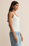Z Supply Jaidynn Rib Tank- White-Hand In Pocket