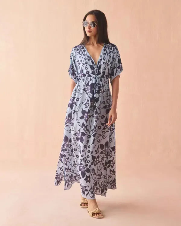 Omika Pia Caftan- Ceci Lagoon-Hand In Pocket