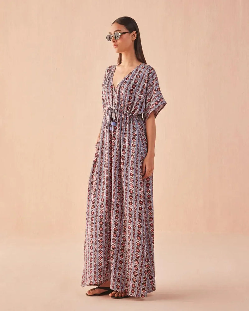 Omika Pia Caftan-Omari Hibiscus-Hand In Pocket