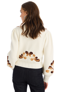 Allison Piper Cardigan - Ivory/ Brown-Hand In Pocket