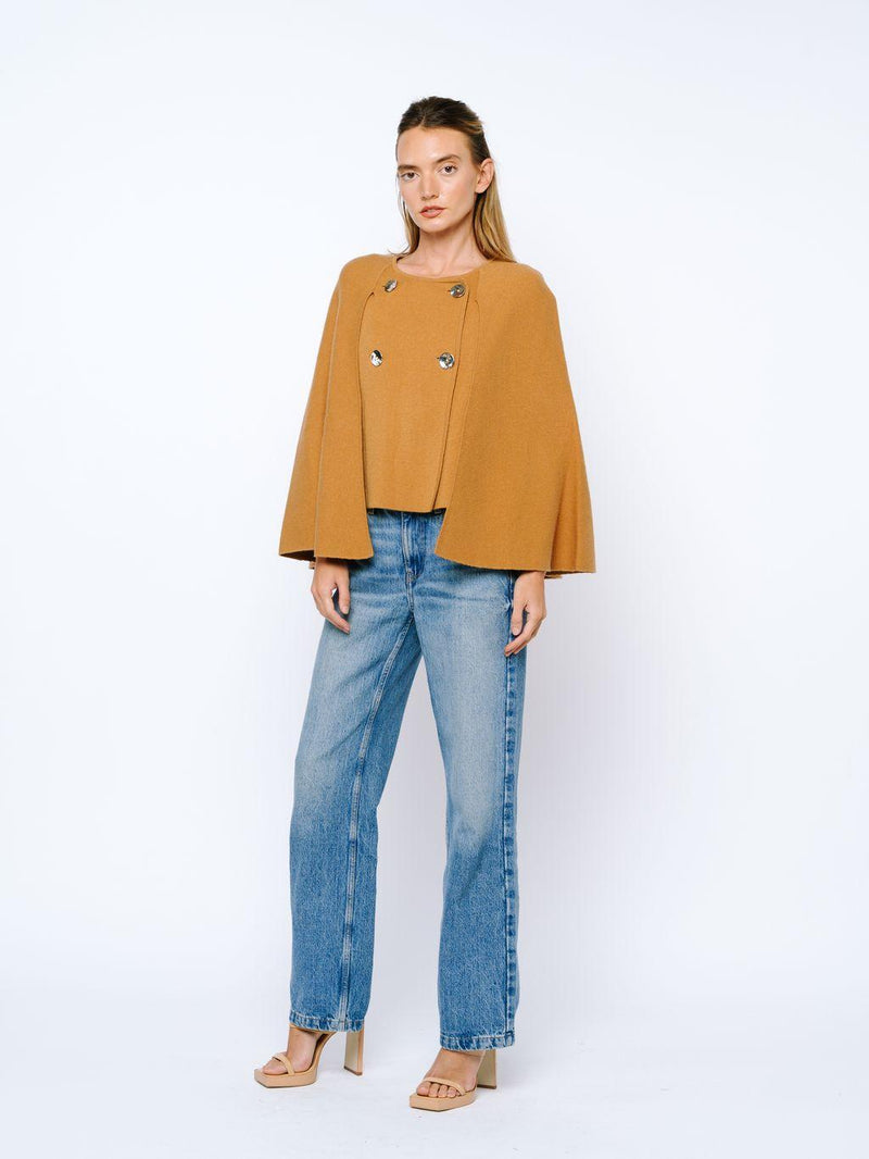 Ciebon Fanny Poncho Jacket - Brown-Hand In Pocket