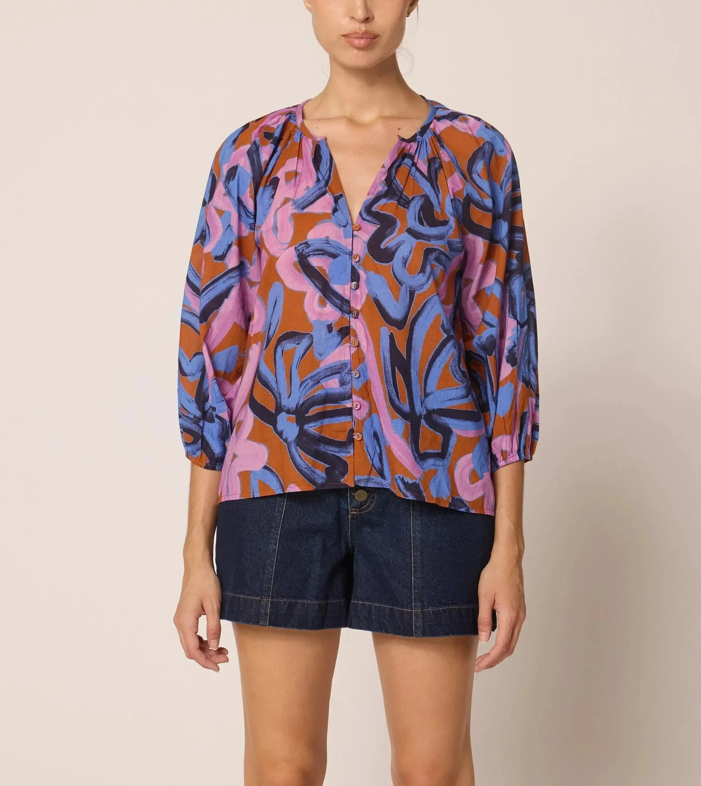 Cleobella Ramona Blouse - Fresco Print-Hand In Pocket