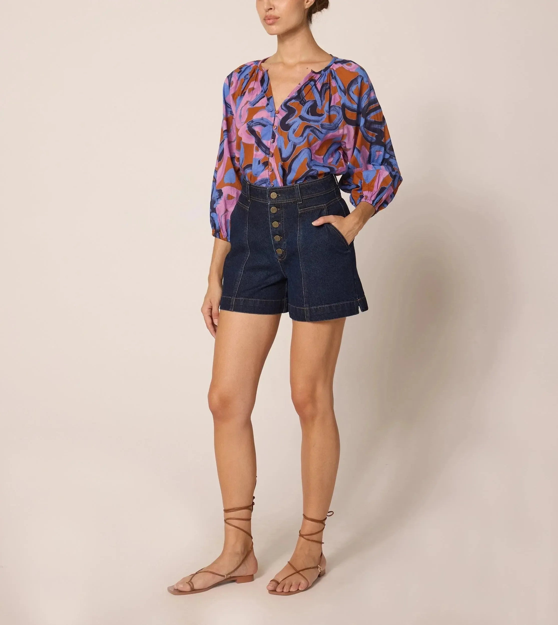 Cleobella Ramona Blouse - Fresco Print-Hand In Pocket