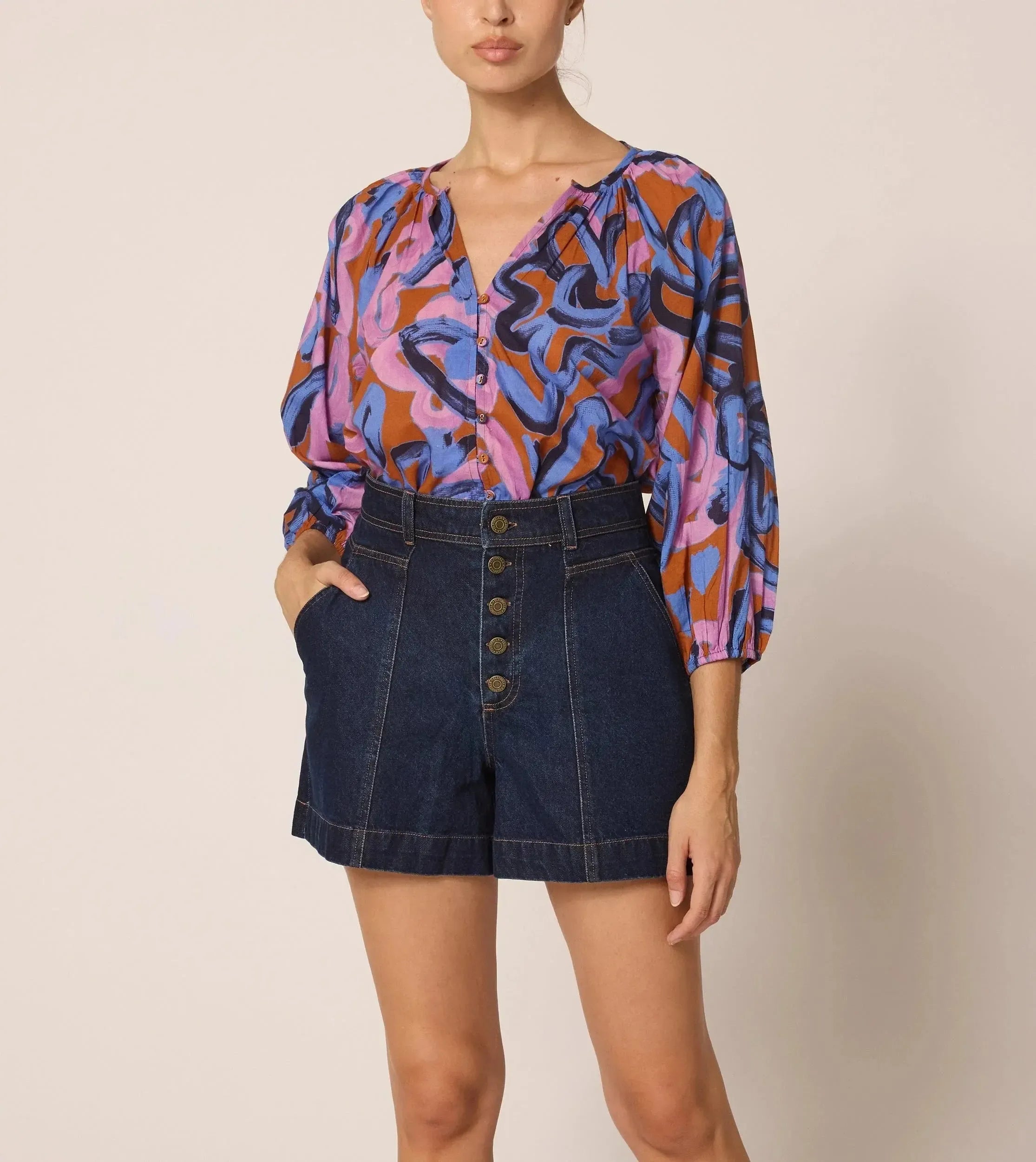Cleobella Ramona Blouse - Fresco Print-Hand In Pocket