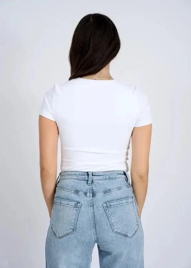 RD Style Roxi SS Tee- White-Hand In Pocket